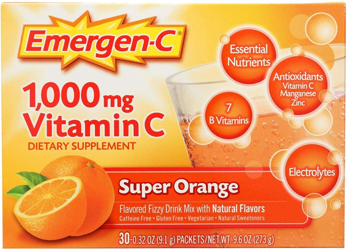 Emergen-C Super Orange Vitamin C Drink Mix, 30 Sachets (12 Pack) - görsel 3