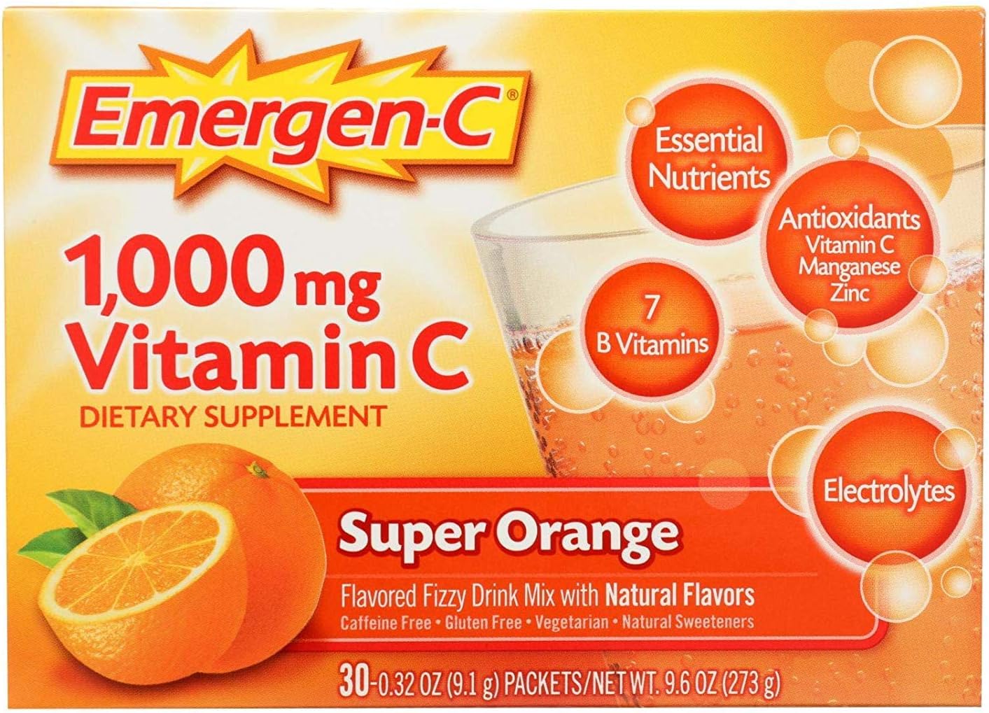Emergen-C Super Orange, 0.32 oz (30 Pack) - görsel 1