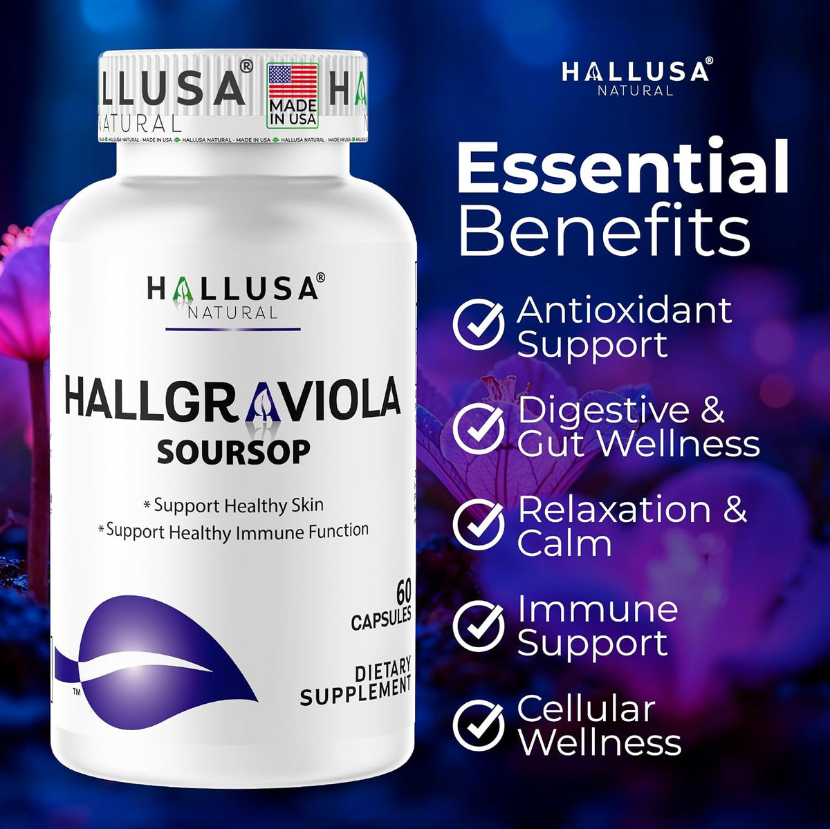 Graviola Soursop Capsules 800mg | Herbal Supplement for Antioxidant Support, Cellular Health, Skin Appearance & Digestive Comfort | 60 Capsules - görsel 2