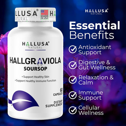 Graviola Soursop Capsules 800mg | Herbal Supplement for Antioxidant Support, Cellular Health, Skin Appearance & Digestive Comfort | 60 Capsules