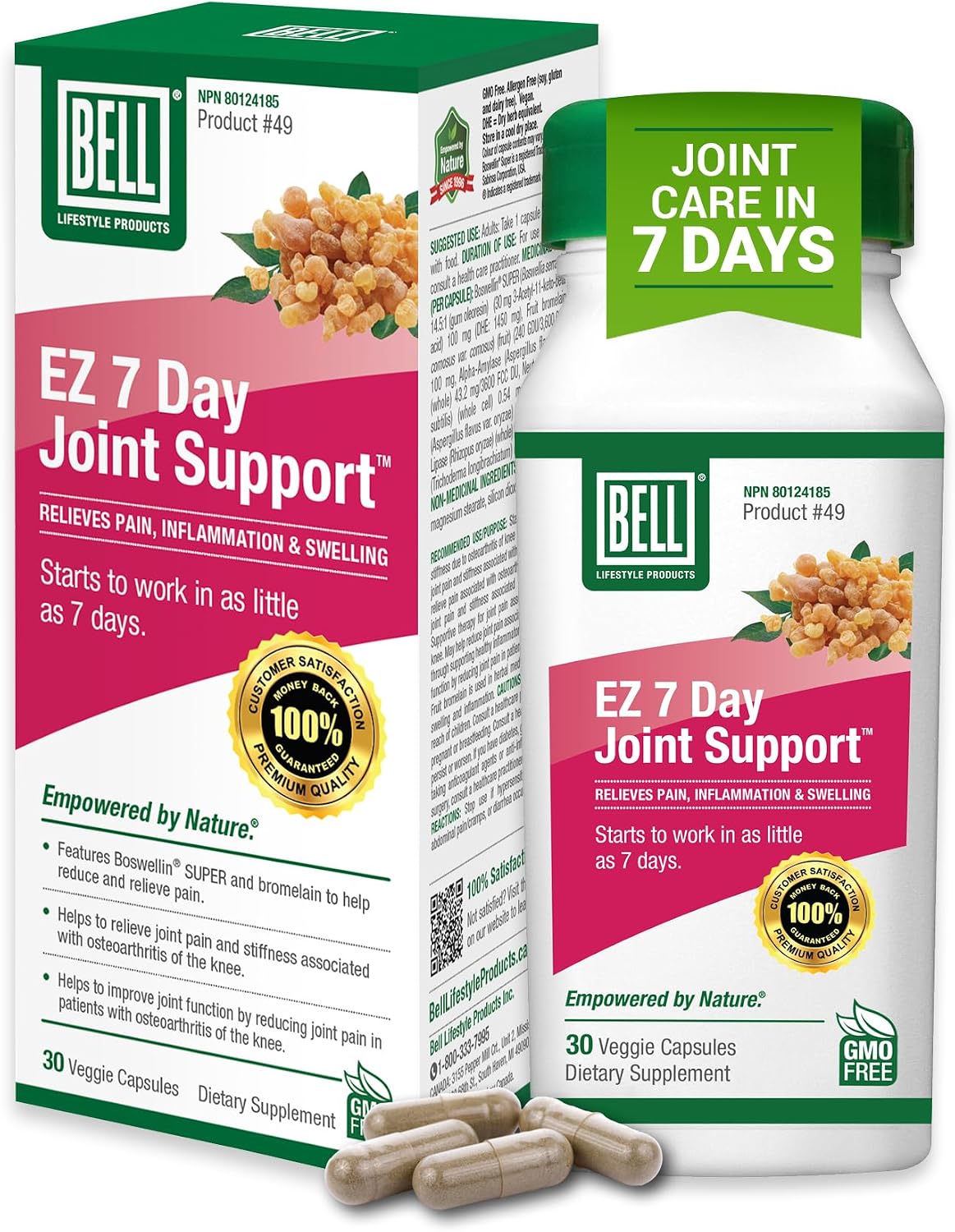 Bell EZ 7 Day Joint Support – Fast-Acting, Once-Daily Joint Health Food Supplement – Vegan – 30 Capsules - görsel 1