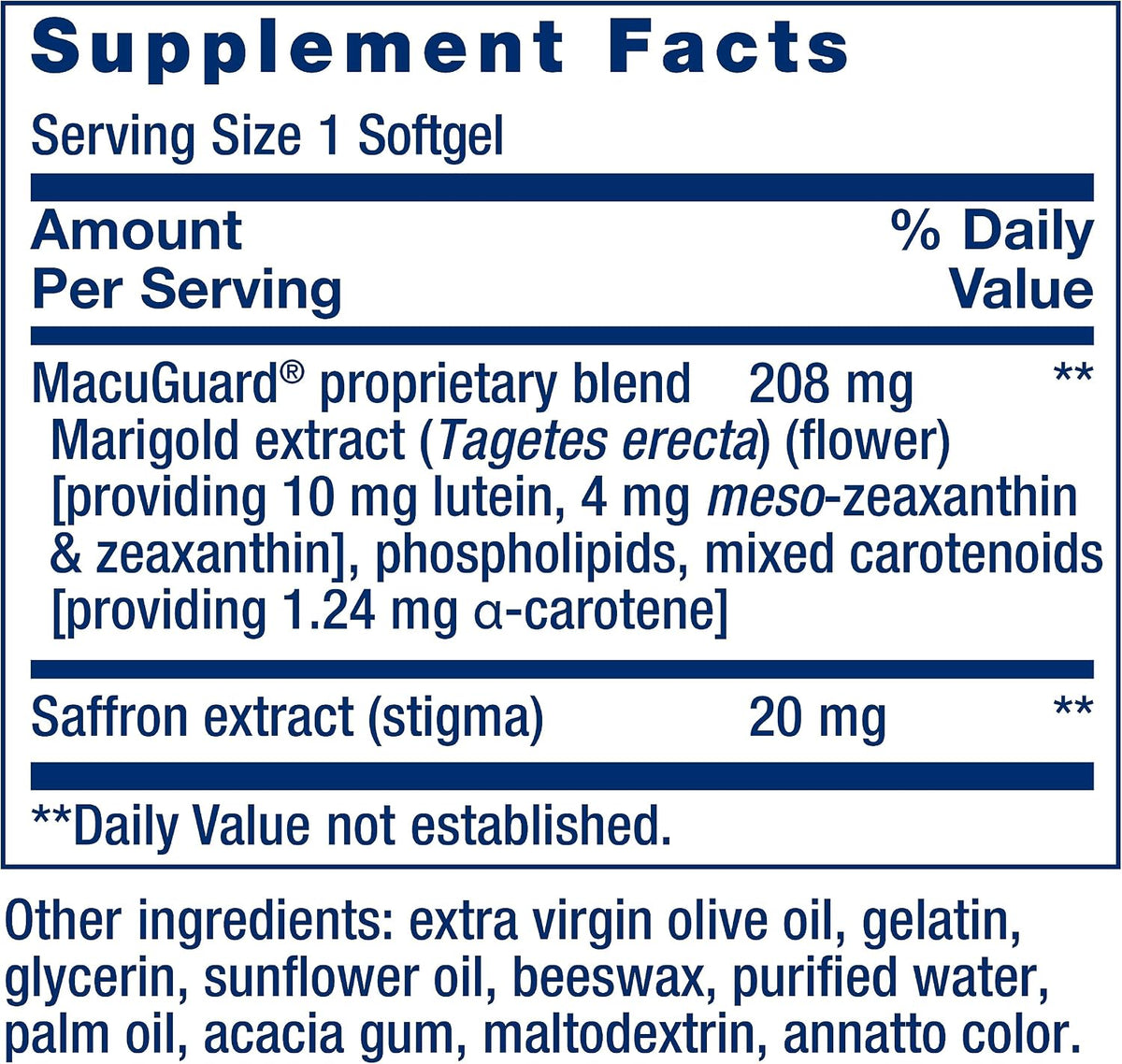 Life Extension MacuGuard Ocular Support with Saffron – Vision Support Supplement – 60 Softgels - görsel 3