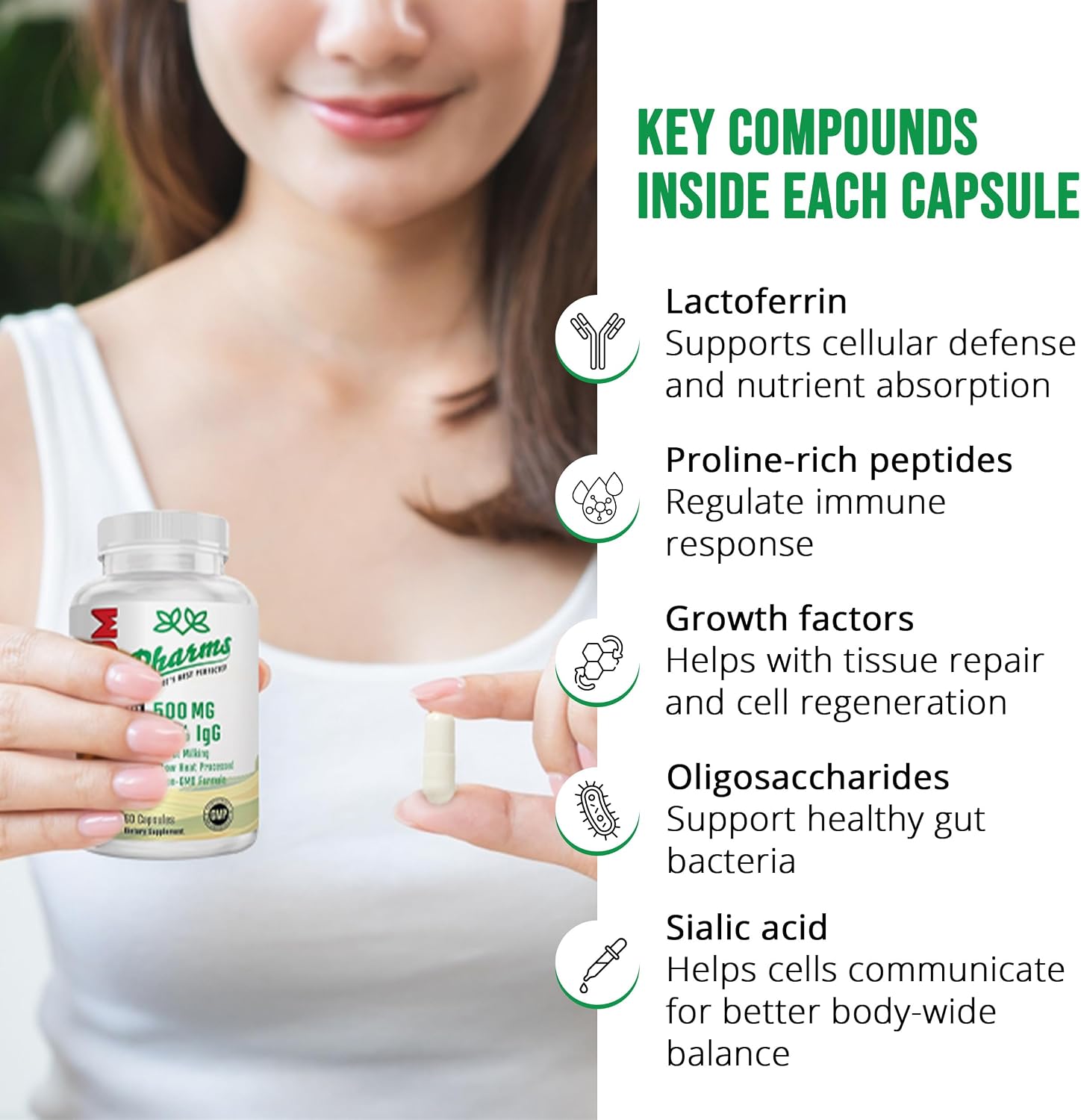 Bovine Colostrum Supplement - 30% IgG - Gut Health, Immune Support & Muscle Recovery - 60 Capsules - görsel 4