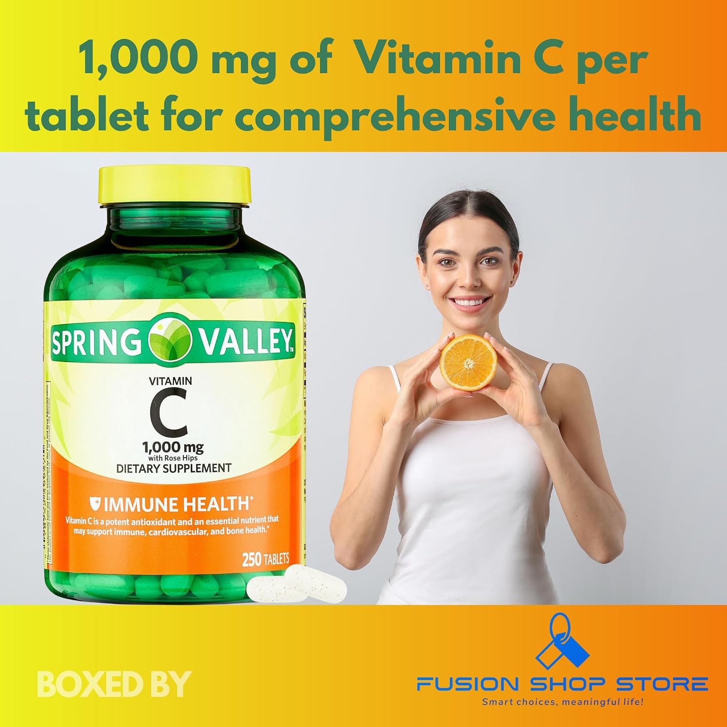 Vitamin C 1000mg with Rose Hips Tablets, 250 Count - görsel 2