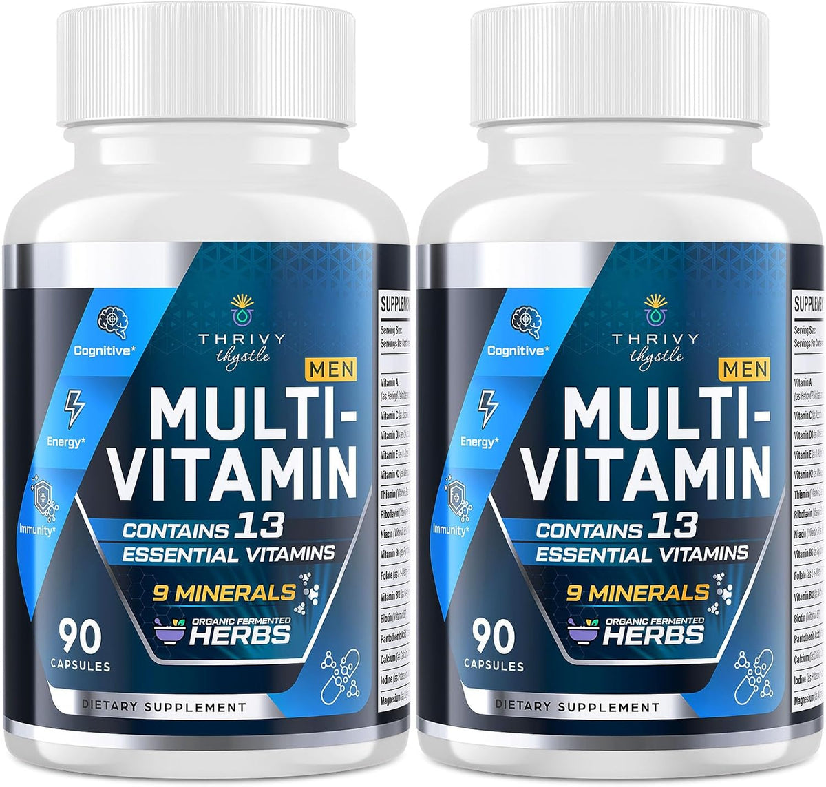ThrivyThystle Multivitamin for Men Over 50 with Methylated B12 and Folate - 180 Capsules - görsel 1