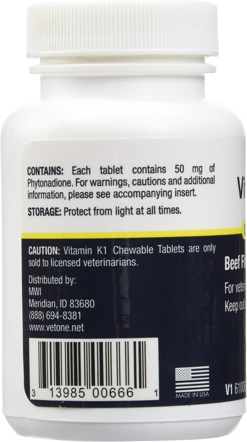Vet One Vitamin K1 Chewable Tablets – Vitamin K1 for Dogs, Beef-Flavoured Chewable Vitamins for Cats and Dogs (50 Tablets, Phytonadione 50mg) - görsel 3