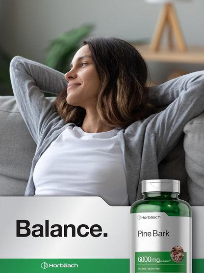 Horbäach Pine Bark Extract | 180 Capsules | Standardised to 75% Proanthocyanidins | Non-GMO, Gluten-free Supplement