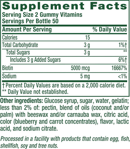 Vitafusion Extra Strength Biotin Gummy Vitamins - 5,000 mcg, Berry Flavoured