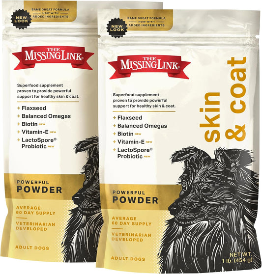 The Missing Link Skin & Coat + Probiotics Supplement for Dogs, 454g (2-Pack)