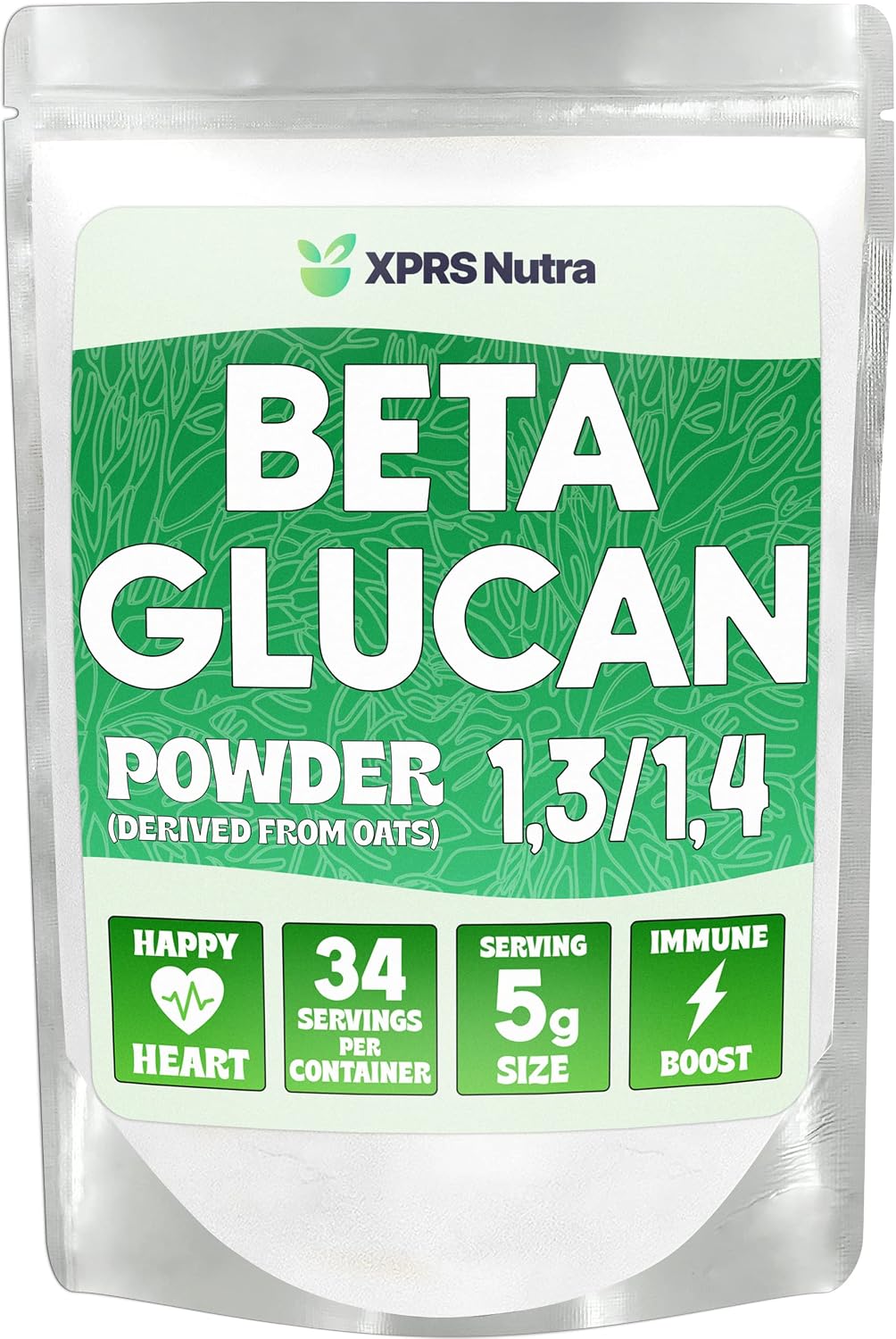 XPRS Nutra Beta Glucan Powder - Pure Unflavoured Oat Beta Glucan Supplement - Non-GM, Vegan Friendly (6 oz) - görsel 1