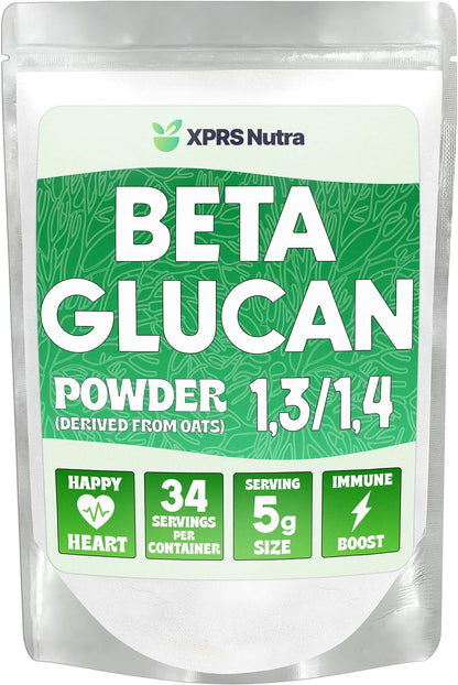 XPRS Nutra Beta Glucan Powder - Pure Unflavoured Oat Beta Glucan Supplement - Non-GM, Vegan Friendly (6 oz)