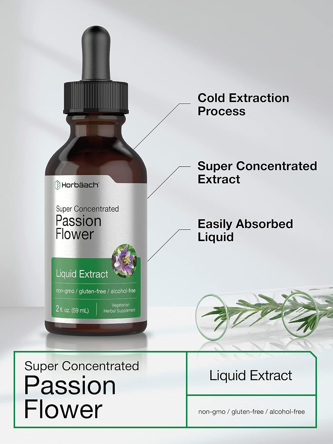 Horbäach Passion Flower Tincture | Alcohol-Free Liquid Extract | 60 ml - görsel 3