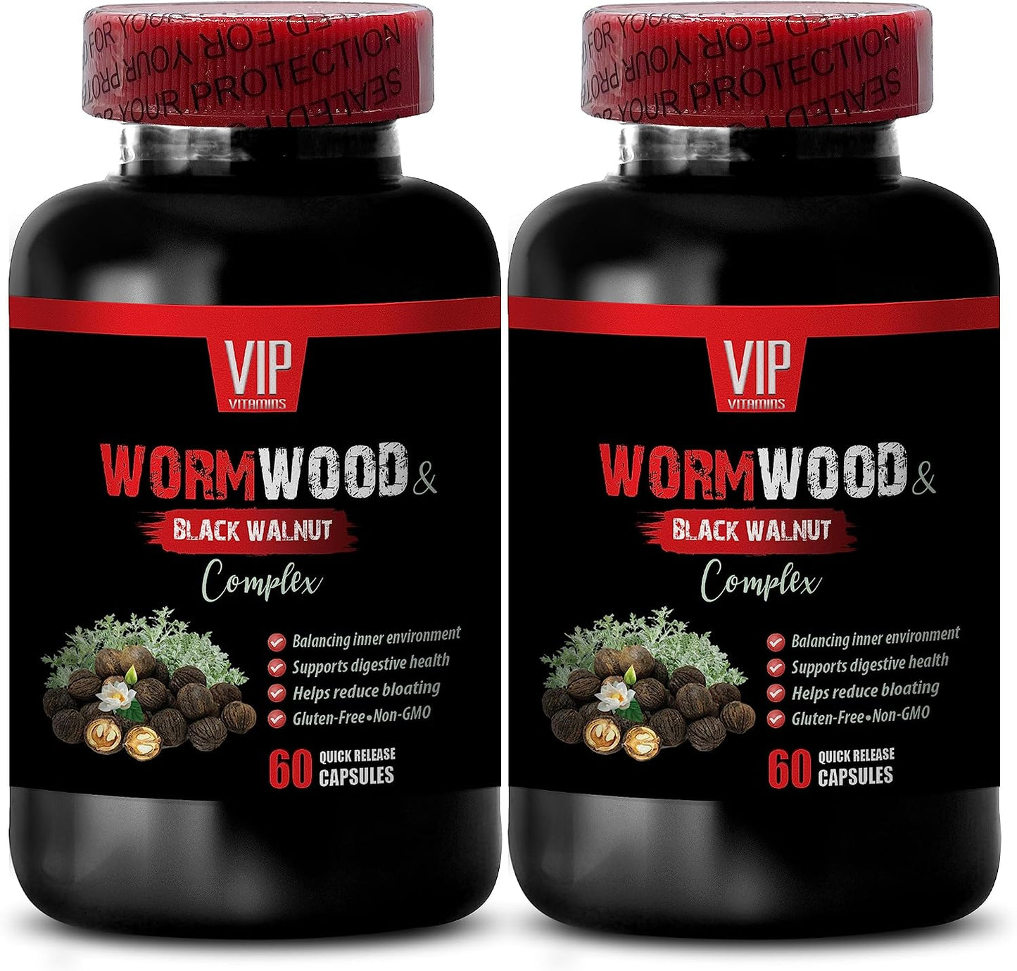 VIP Supplements Black Walnut Wormwood Complex - 1500 mg, 120 Capsules (2 Bottles) - görsel 1