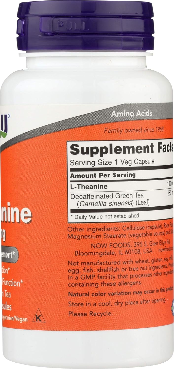 NOW Foods L-Theanine 100mg, 90 Capsules - görsel 5