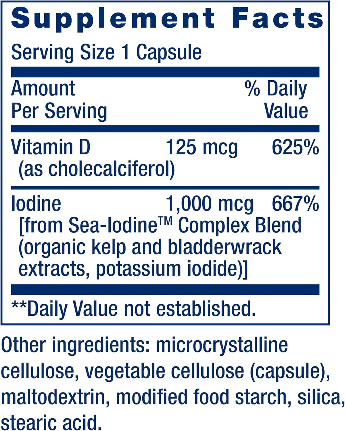 Life Extension Vitamin D3 with Sea-Iodine, 125 mcg (5000 IU), 60 Capsules - görsel 3