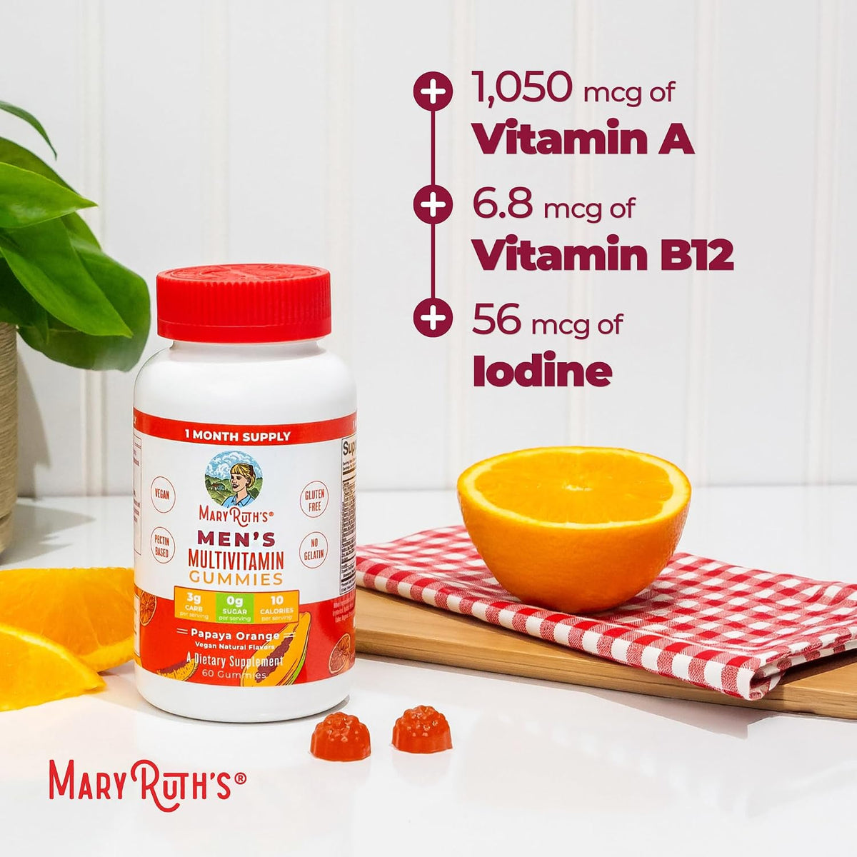 MaryRuth's Multivitamin Gummies for Men - Vegan, Non-GM, Gluten-Free and Sugar-Free - 60 Gummies - görsel 8