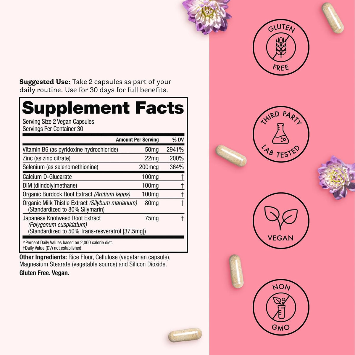 Winged Wellness Balanced Babe - Hormone Balance & Oestrogen Detox Supplement for Women with DIM & Milk Thistle, 60 Capsules - görsel 4