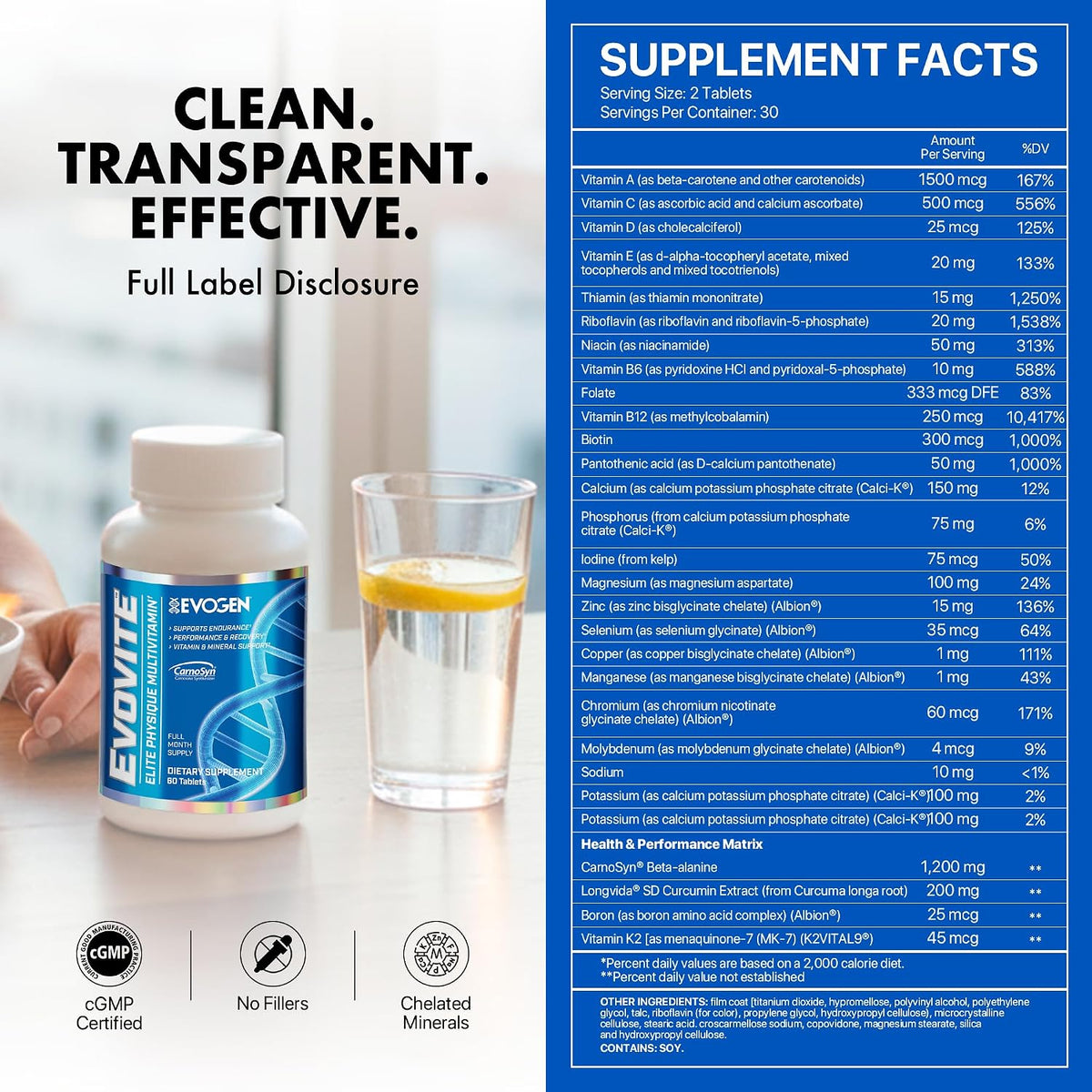 Evogen Evovite - Elite Physique Multivitamin for Women and Men, 30 Servings - görsel 3