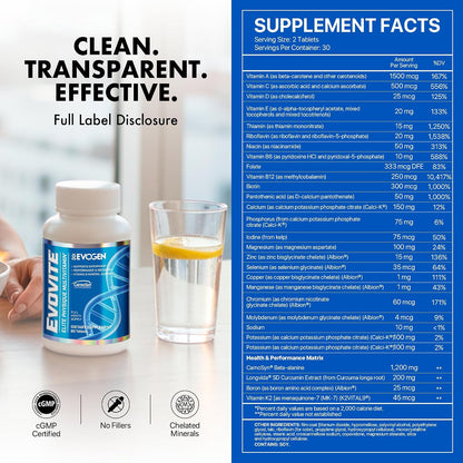 Evogen Evovite - Elite Physique Multivitamin for Women and Men, 30 Servings
