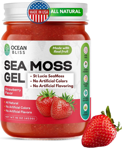 Wildcrafted Sea Moss Gel – Organic Strawberry, 454 g
