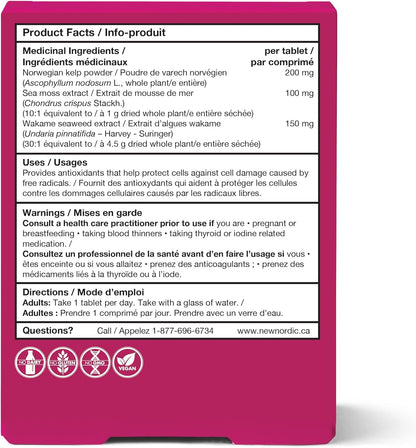NEW NORDIC Irish Sea Moss Extract - Tri-Algae Complex with Norwegian Kelp and Wakame Seaweed - Vegan & Gluten-free - 30 Tablets