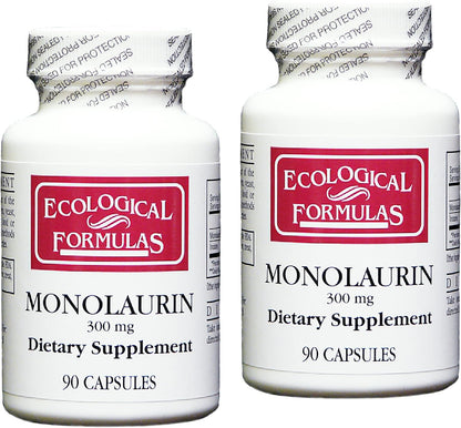 Ecological Formulae Monolaurin 300 mg 180 Capsules (90 Capsules x 2 Bottles)