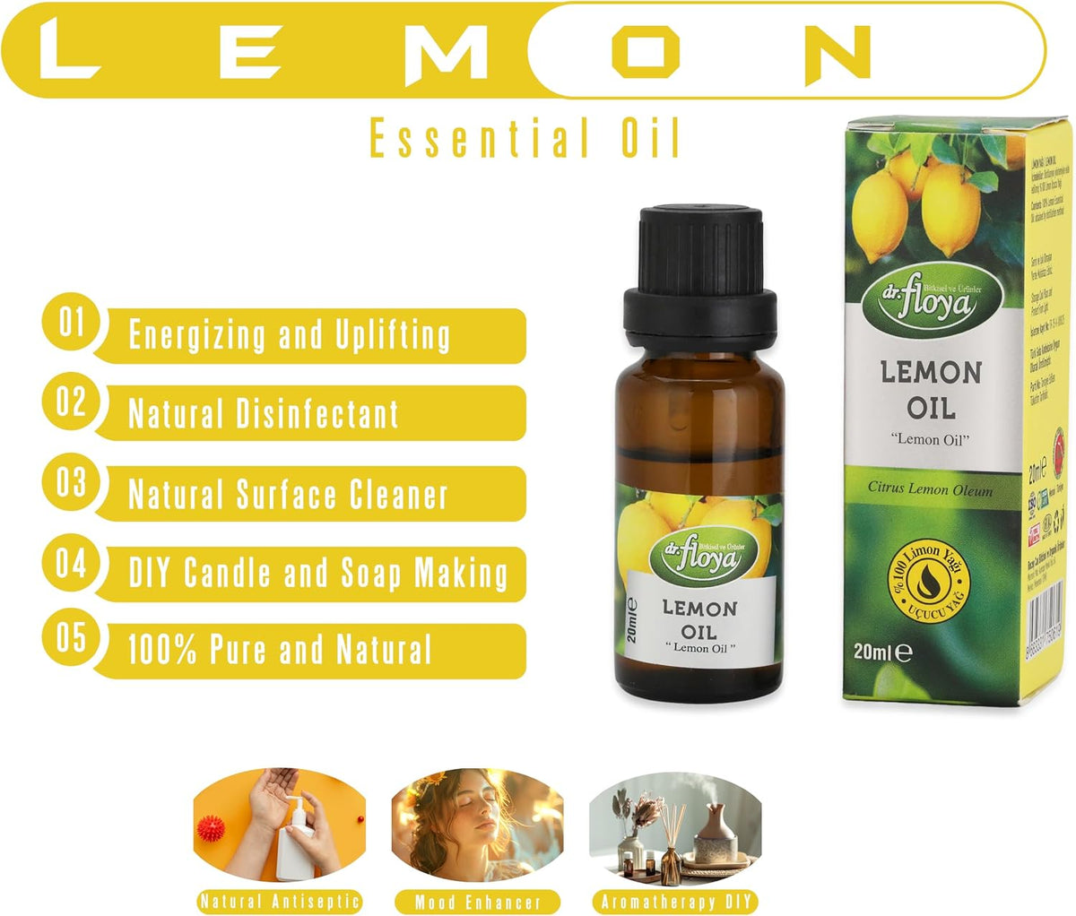 Organic Propolis Extract 30ml & 100% Natural Pure Lemon Essential Oil 20ml | Alcohol-Free, Immune System Support | DIY, Candle Making for Diffuser - görsel 2