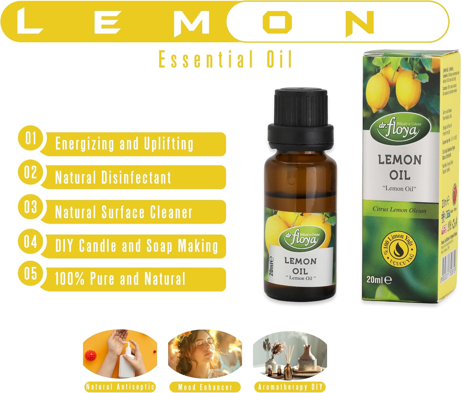 Organic Propolis Extract 30ml & 100% Natural Pure Lemon Essential Oil 20ml | Alcohol-Free, Immune System Support | DIY, Candle Making for Diffuser - görsel 2