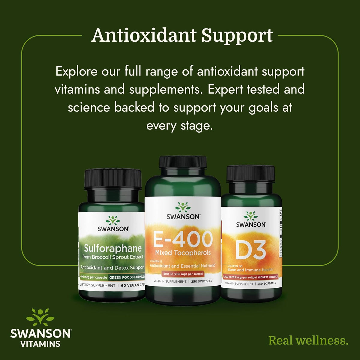 Swanson E-400 Mixed Tocopherols - Antioxidant Food Supplement to Support Heart Health* - Contains D-Alpha Tocopherol - Non-GMO - 250 Softgels - görsel 6