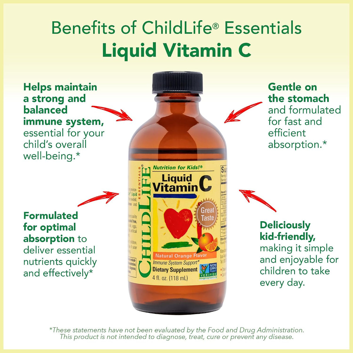 CHILDLIFE ESSENTIALS Liquid Vitamin C - Pure Vitamin C Liquid Supplement for Kids, Toddlers, & Babies, Immune System Support, Low Sugar, Natural Orange Flavour - 118 ml (Pack of 2) - görsel 5