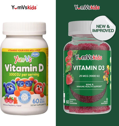 YUM-V's Chewable Vitamin D Gummies for Children - 1000 IU Vitamin D3 - 60 Gummies