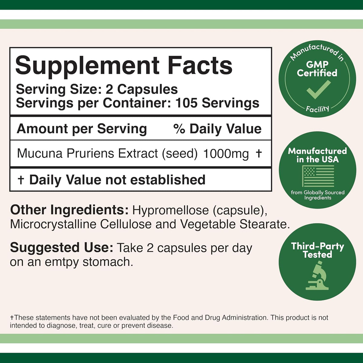 Double Wood Mucuna Pruriens Extract – 210 Capsules (1000mg, 20% L-Dopa) - görsel 2