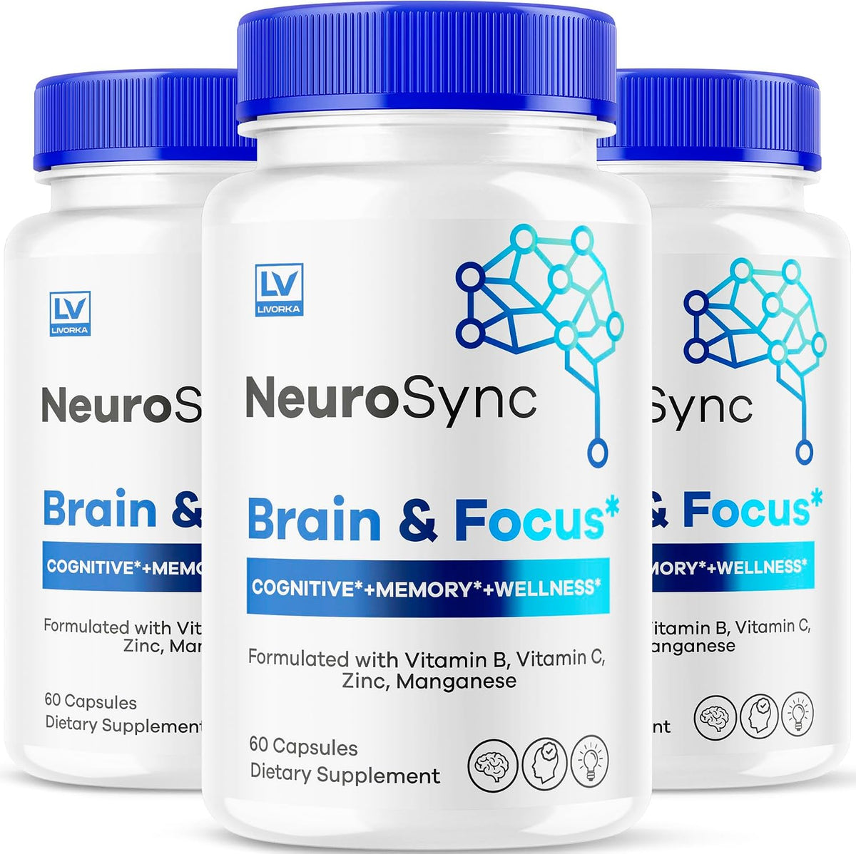 NeuroSync Brain Capsules – Brain & Focus Supplement (180 Capsules, 3-Pack) - görsel 1