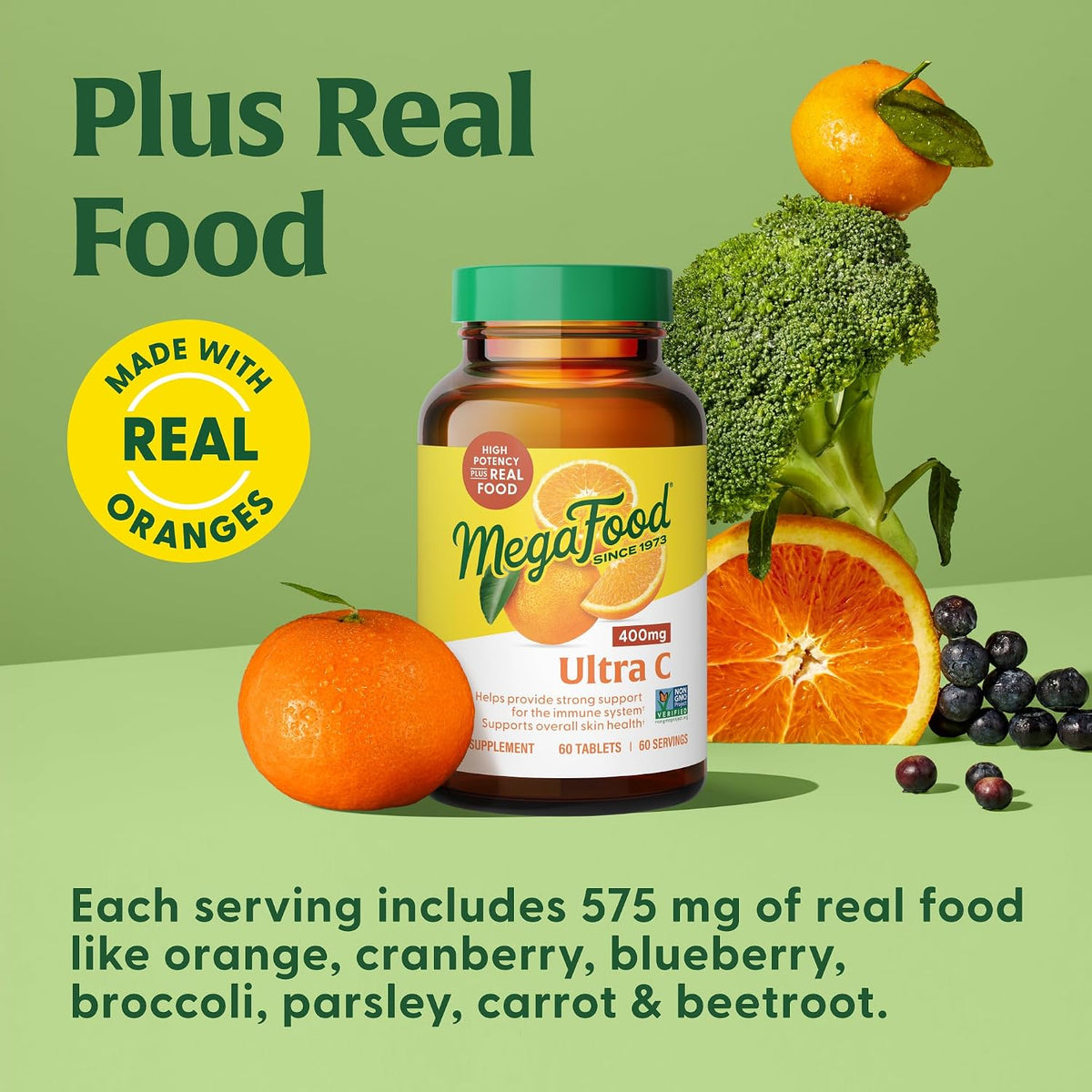 MegaFood Ultra C 400 mg – Vegan Vitamin C Immune Support Supplement with Real Food – 90 Tablets - görsel 4