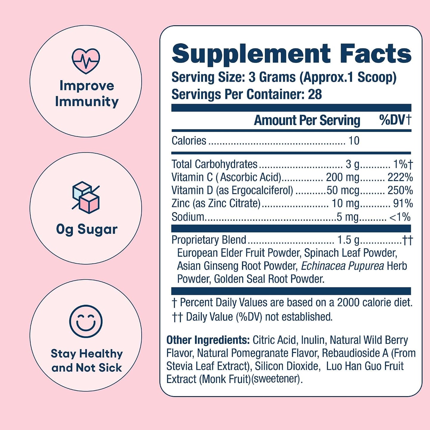 Love Sweat Fitness Immunity Support Supplement - Berry Pomegranate (28 Servings) - görsel 2