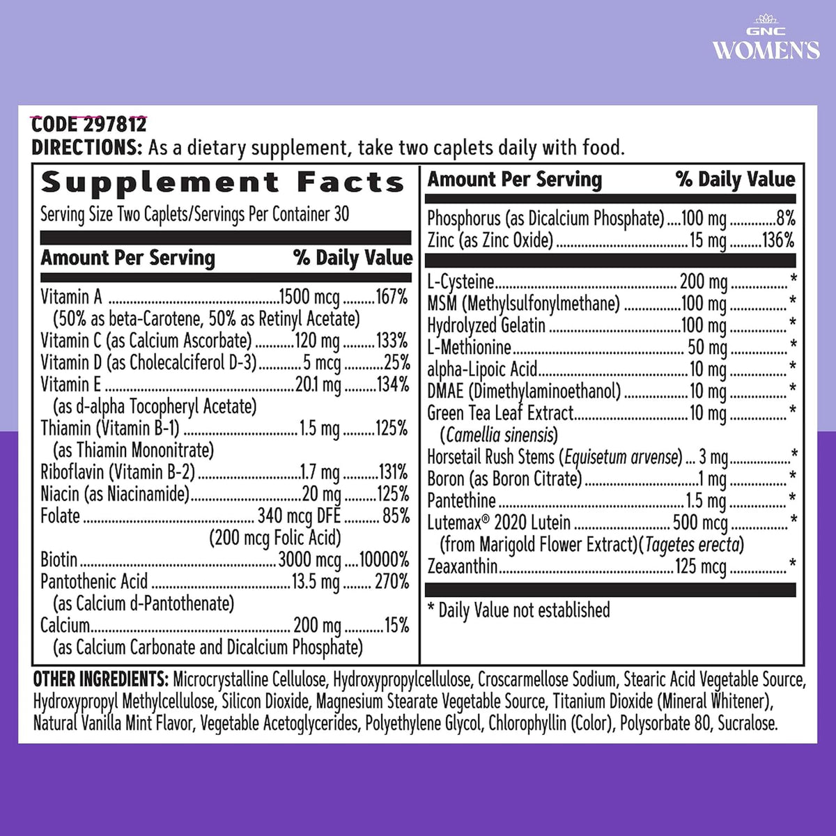 GNC Women's Hair, Skin & Nails Multivitamin Blend - görsel 7