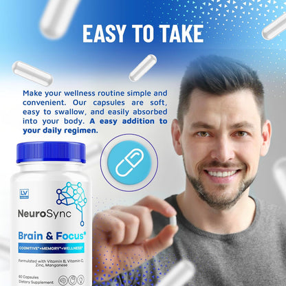 NeuroSync Brain Capsules - Brain & Focus Supplement (300 Capsules, 5-Month Supply)