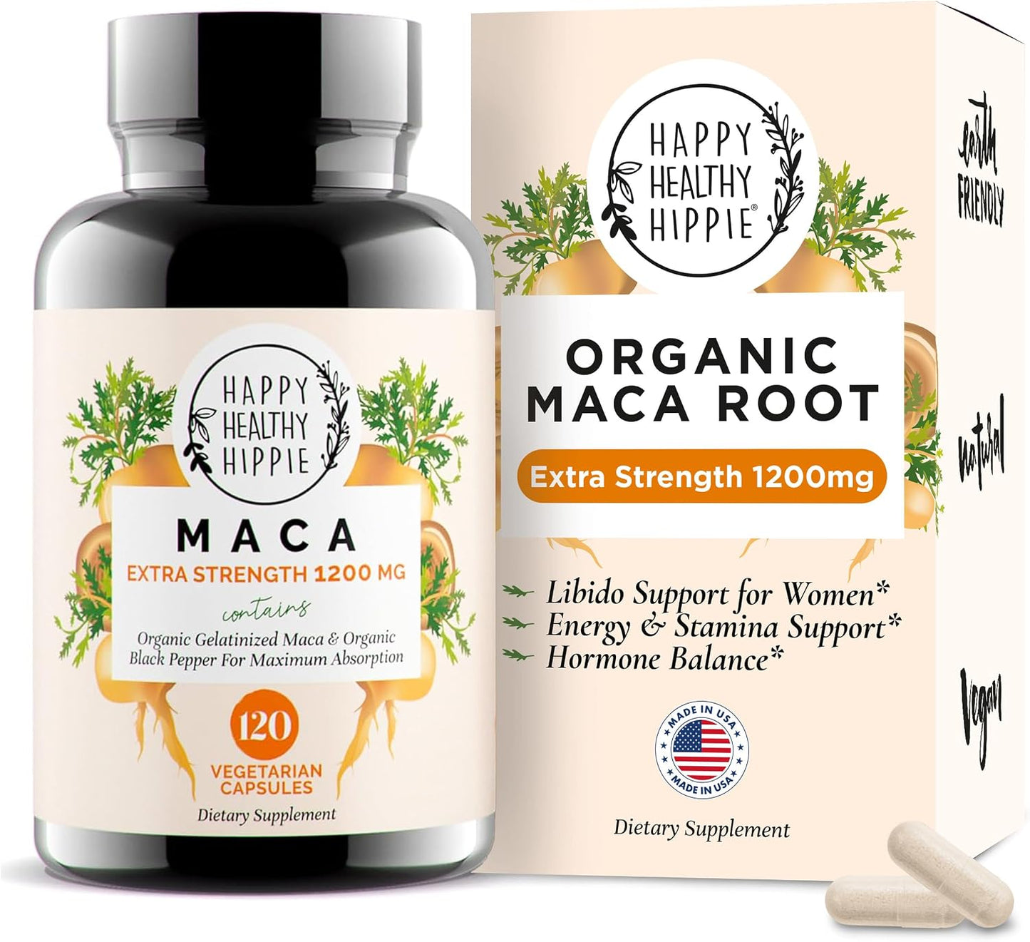 Organic Maca Root Capsules 1200 mg – Women's Vitality & Hormonal Support (120 Capsules) - görsel 1