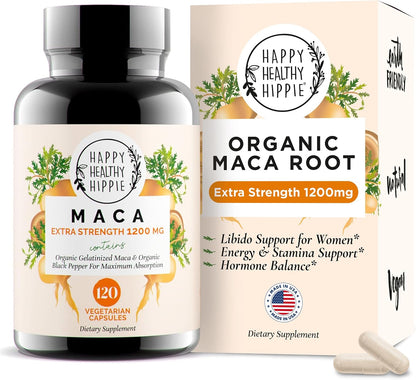 Organic Maca Root Capsules 1200 mg – Women's Vitality & Hormonal Support (120 Capsules)