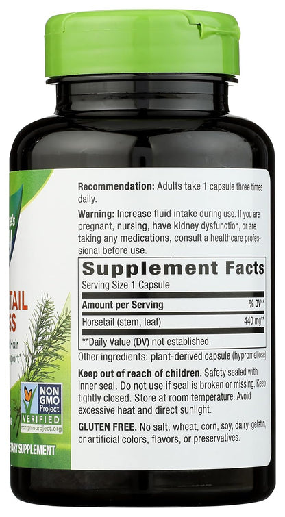 Nature's Way Premium Herbal Horsetail Grass 440 mg, 100 Capsules