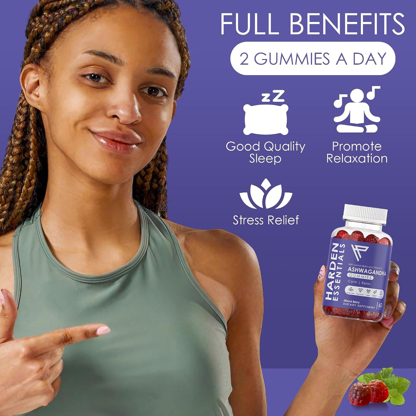 KSM-66 Ashwagandha Gummies – 1500mg Per Serving – Stress & Cortisol Support with Lemon Balm & Vitamin D – Vegan – 60 Count - görsel 7