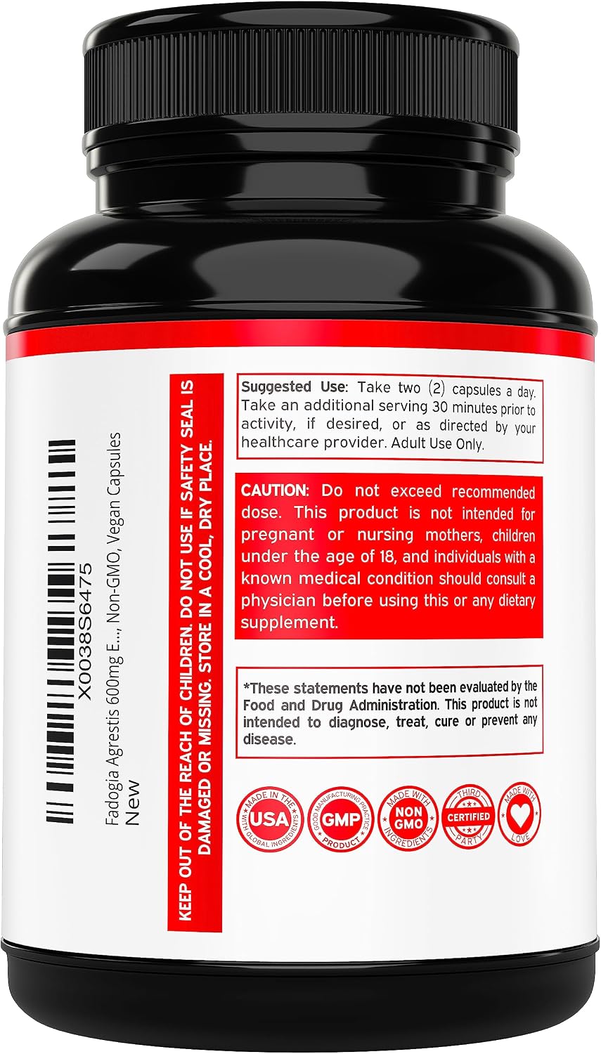 Fadogia Agrestis 600mg Extract - Maximum Strength - 180 Vegan Capsules - görsel 3
