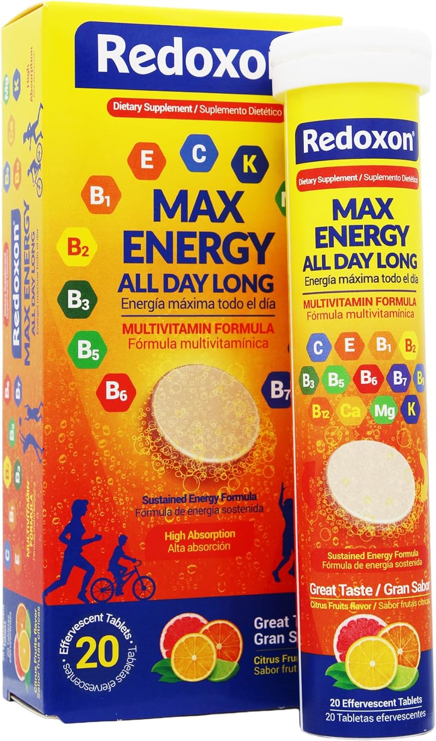 Redoxon Max Energy Effervescent Tablets, Citrus Flavour, 20 Tablets - görsel 1