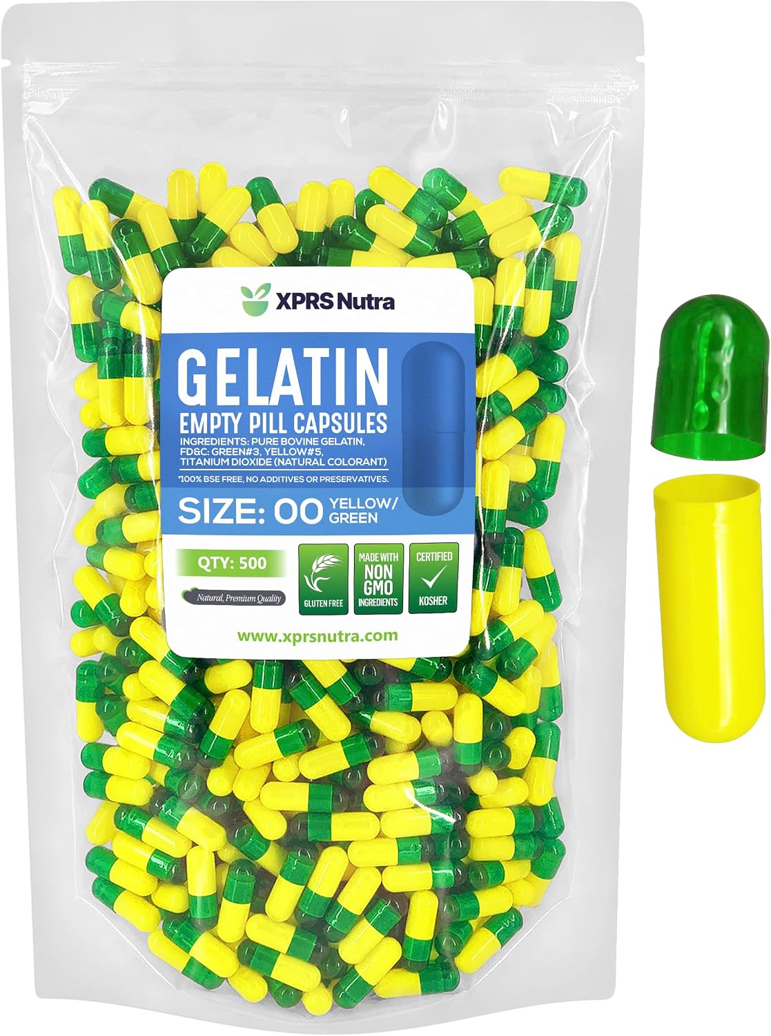 XPRS Nutra Size 00 Empty Gelatine Capsules – 500 Count - görsel 1