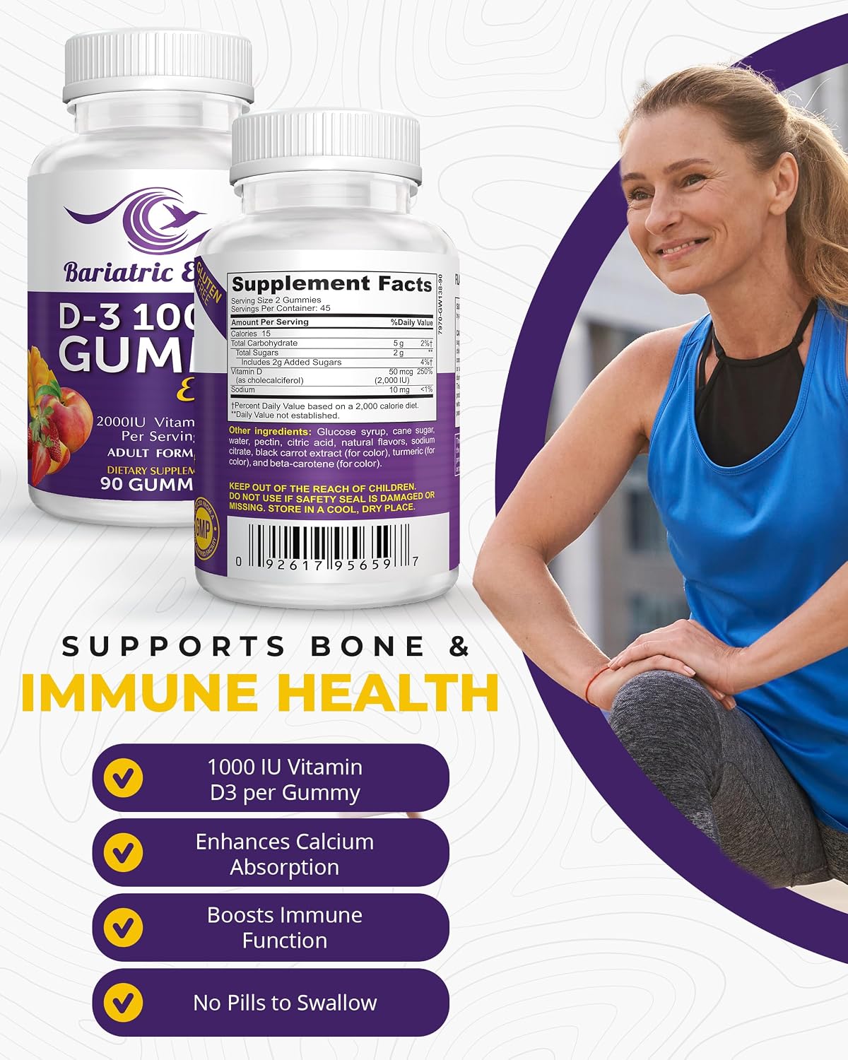 Bariatric Expert D3 Vitamin – Fast-Melting Dietary Supplement for Adults Post Bariatric Surgery, 90 Chewable Tablets - görsel 3