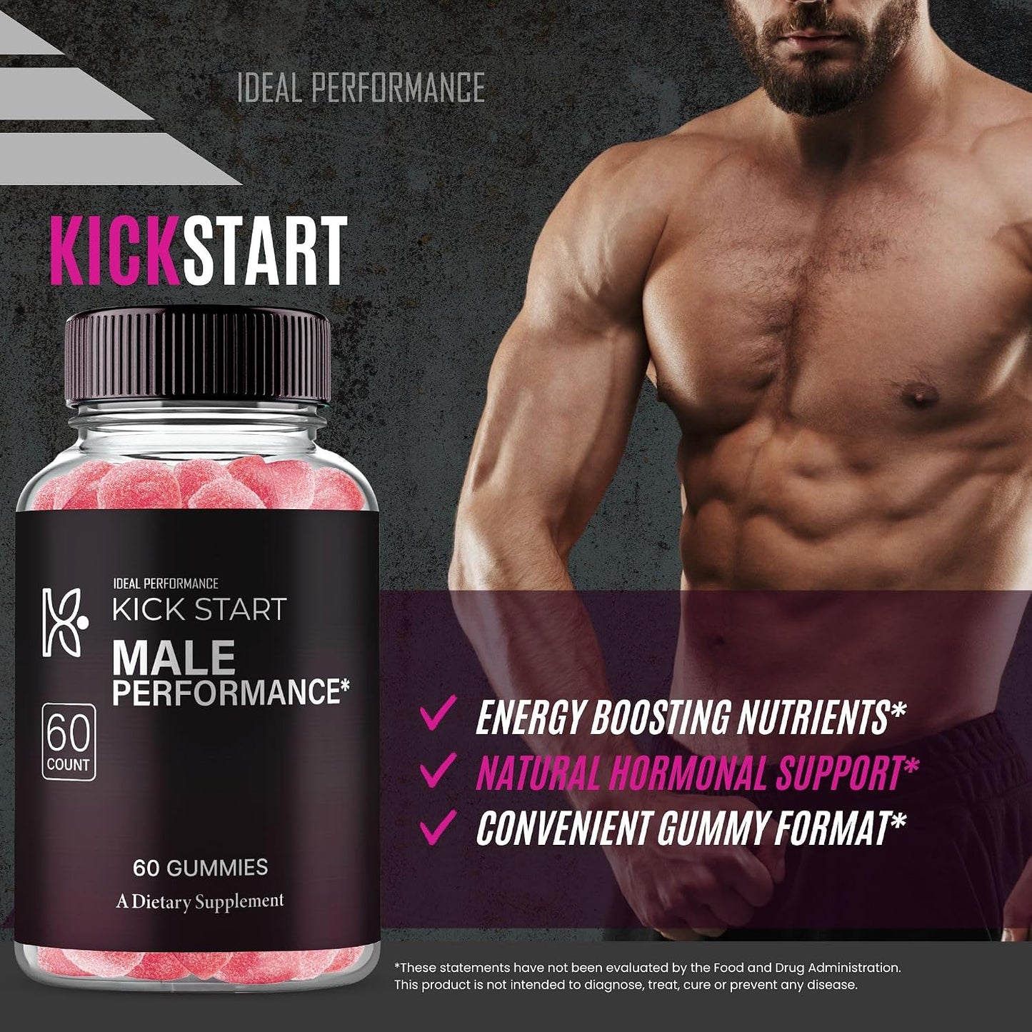 Kickstart Gummies, Official Kick Start Supplement Gummy for Men – Maximum Strength Performance, All Natural Support for Overall Health and Wellbeing, Advanced Formula Gummy Reviews (2 Pack) - görsel 6