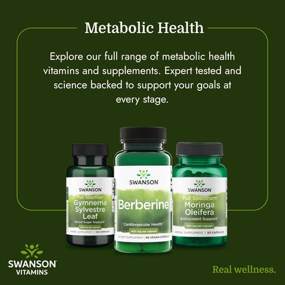 Swanson Berberine HCl 400 mg – Cardiovascular and Metabolic Health Supplement (60 Vegan Capsules)