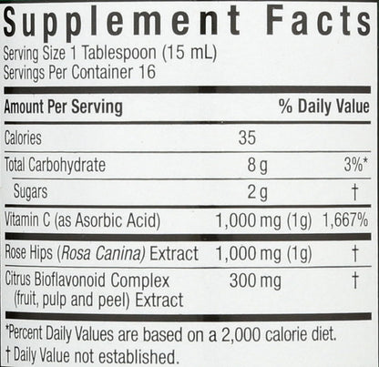 Nature's Answer Liquid Vitamin C 1000mg with Rose Hips & Bioflavonoids, 240 ml