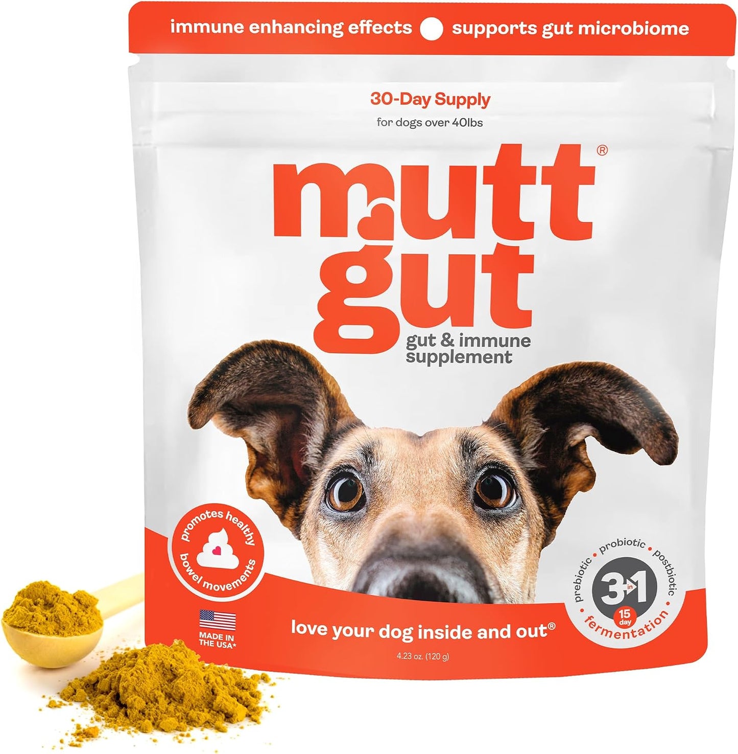 MUTTGUT All Natural 3-in-1 Probiotics for Dogs – Postbiotic Powder Supplement (120g) - görsel 1