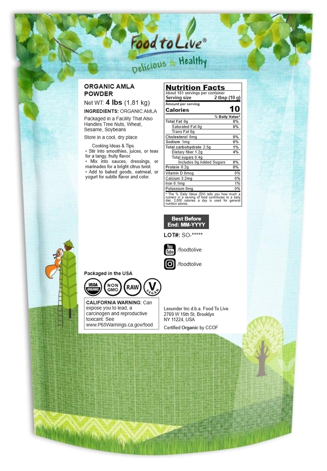 Food to Live Organic Amla Berry Powder (Amalaki) - 1.8 kg - görsel 2